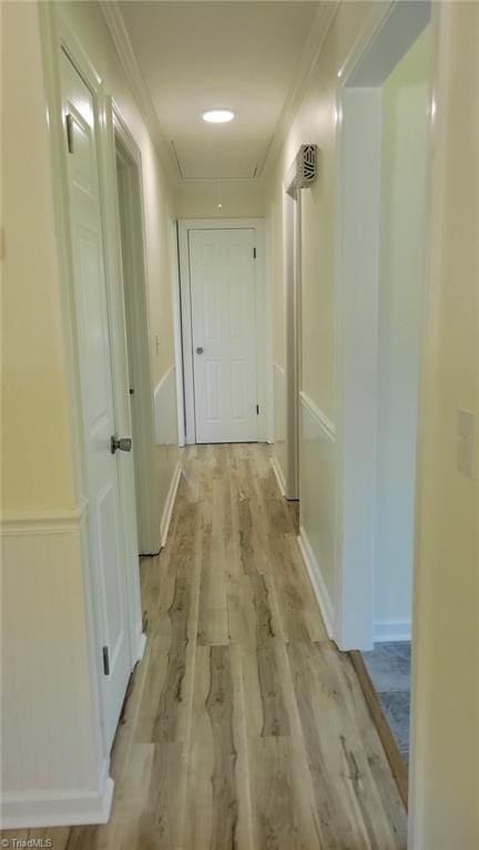 313 Farmstead Rd, King, NC 27021 - hall with attic access and light wood-style floors