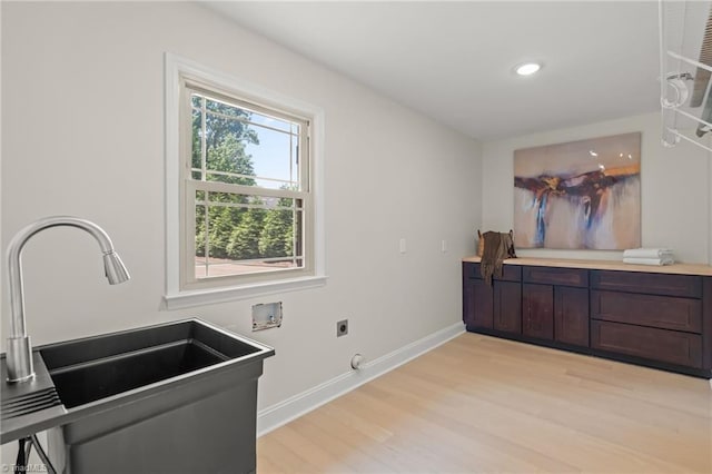 135 Boxwood Cir, Advance, NC 27006 - washroom featuring hookup for an electric dryer, light wood finished floors, hookup for a washing machine, baseboards, and recessed lighting