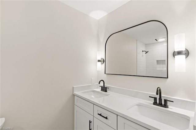 135 Boxwood Cir, Advance, NC 27006 - bathroom with double vanity and a tile shower