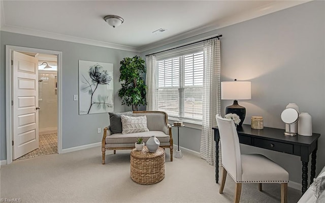 5927 Clouds Harbor Trl, Clemmons, NC 27012 - home office featuring baseboards, carpet, and crown molding