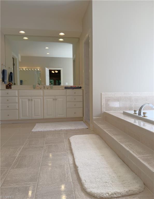 606 Dorado Cir, High Point, NC 27265 - full bath with vanity, a garden tub, recessed lighting, and tile patterned flooring