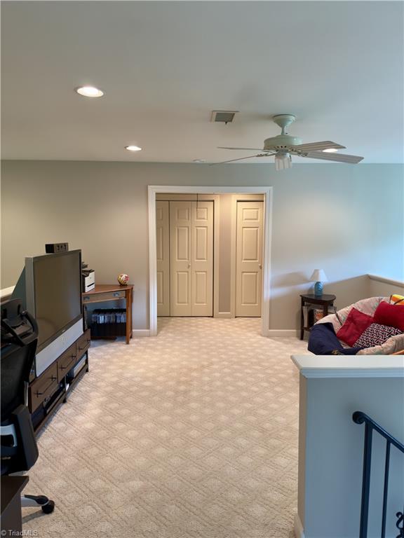 606 Dorado Cir, High Point, NC 27265 - office space with ceiling fan, light carpet, recessed lighting, and baseboards