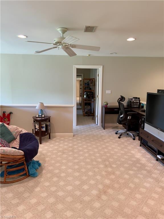 606 Dorado Cir, High Point, NC 27265 - carpeted office space with a ceiling fan and recessed lighting