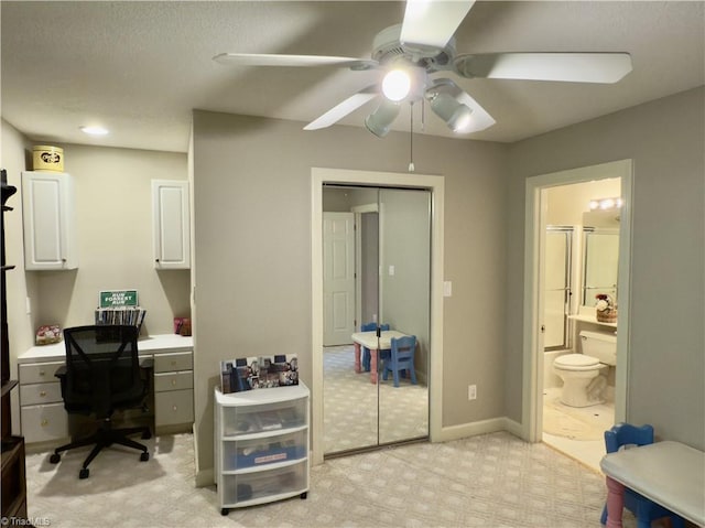 606 Dorado Cir, High Point, NC 27265 - office featuring ceiling fan, light colored carpet, and built in study area