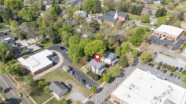 104 E Wilson St, Mebane, NC 27302 - aerial overview of property's location with nearby suburban area