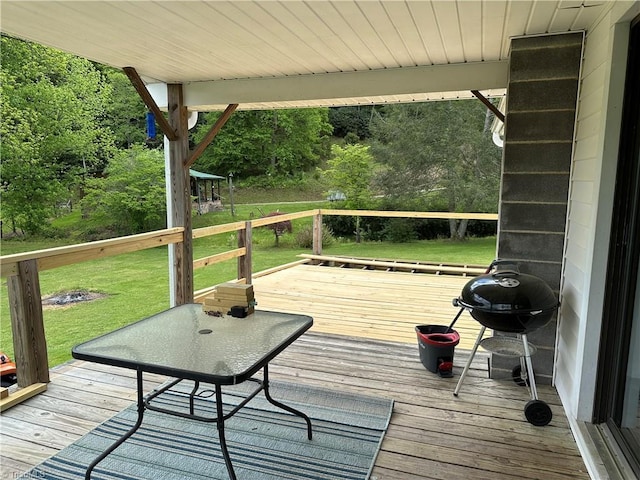 813 Blevins Store Rd, Mount Airy, NC 27030 - wooden terrace featuring a yard and grilling area
