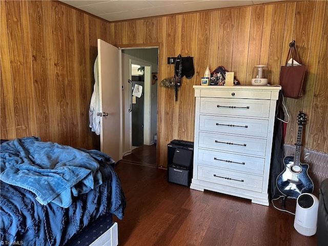 813 Blevins Store Rd, Mount Airy, NC 27030 - bedroom with wooden walls and dark wood-type flooring