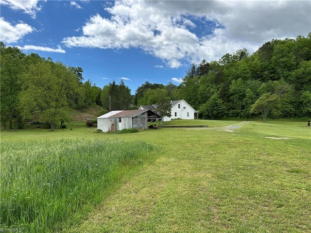 813 Blevins Store Rd, Mount Airy, NC 27030 - view of grassy yard featuring a forest view