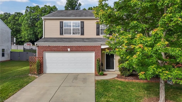 1301 Torrey Pines Ct, Mebane, NC 27302 - view of front facade with brick siding, an attached garage, driveway, and roof with shingles