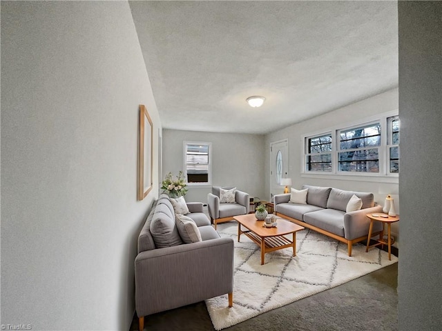 living room featuring carpet floors