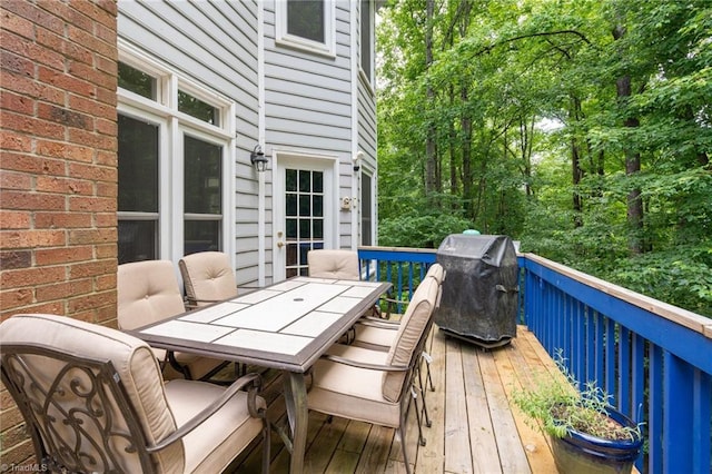 6516 Dornoch Dr, Greensboro, NC 27410 - wooden deck featuring outdoor dining space and grilling area