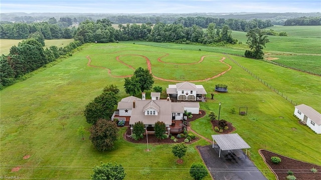 3412 Smithtown Rd, East Bend, NC 27018 - aerial view of sparsely populated area with a pastoral area and a tree filled landscape