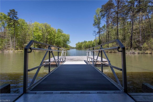 view of dock featuring a water view