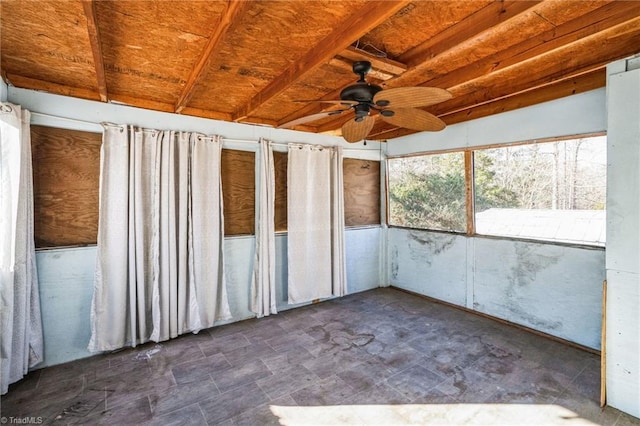 interior space featuring ceiling fan