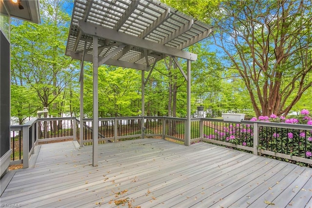 wooden terrace featuring a pergola