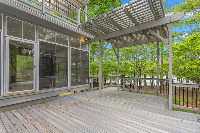 wooden terrace featuring a pergola