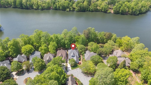 bird's eye view with a residential view and a water view