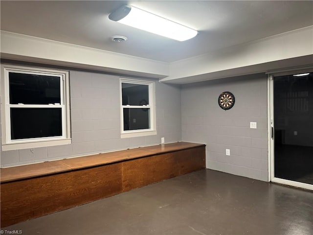 basement with ornamental molding