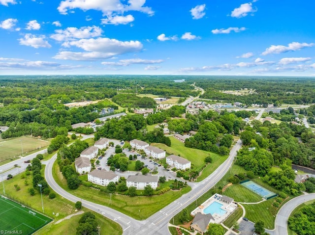 6112 Hedgecock Cir Unit 3B, High Point, NC 27265 - aerial view of property's location featuring a heavily wooded area and a pool
