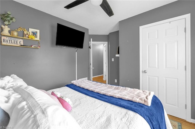6937 US Highway 158, Stokesdale, NC 27357 - bedroom with light wood finished floors and a ceiling fan