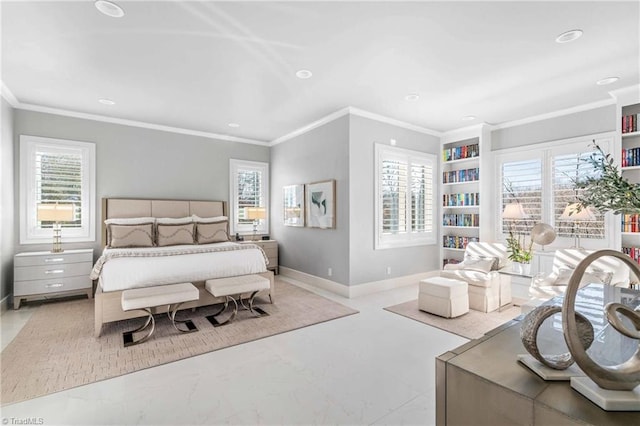 bedroom featuring crown molding