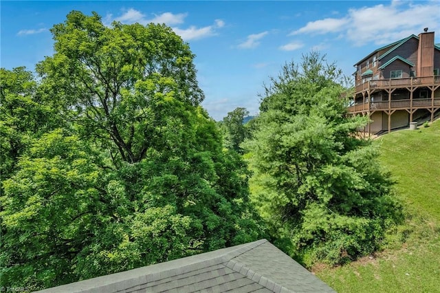240 Deer Knoll Dr, Piney Creek, NC 28663 - view of green lawn with a deck