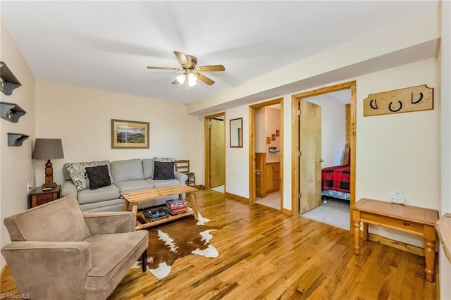 240 Deer Knoll Dr, Piney Creek, NC 28663 - living area featuring a ceiling fan and light wood-style flooring