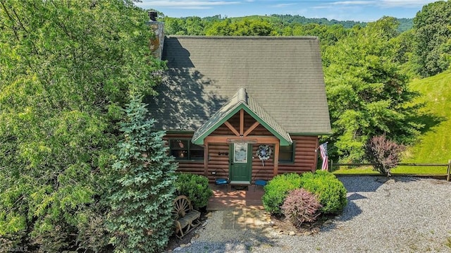 240 Deer Knoll Dr, Piney Creek, NC 28663 - view of front facade featuring a chimney
