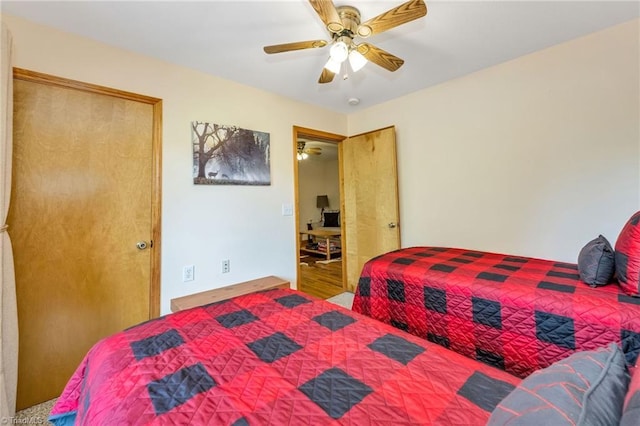 240 Deer Knoll Dr, Piney Creek, NC 28663 - carpeted bedroom with a ceiling fan