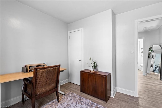 office space featuring wood-type flooring