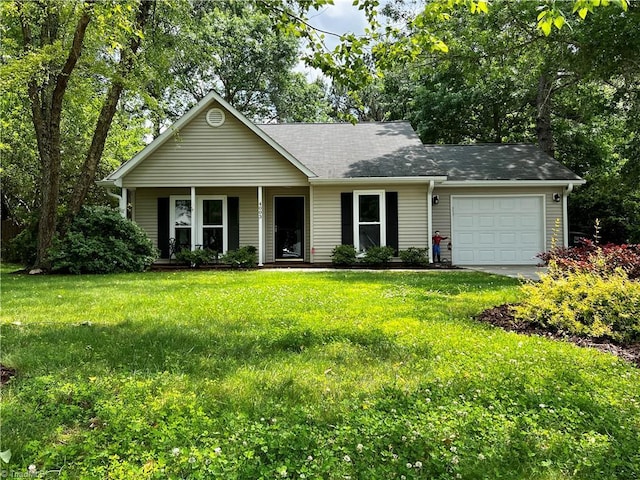 4003 Honey Locust Ct, Greensboro, NC 27410 - single story home with an attached garage, covered porch, and a front lawn