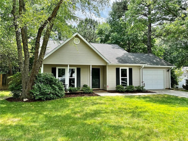 4003 Honey Locust Ct, Greensboro, NC 27410 - single story home with a garage, concrete driveway, roof with shingles, and covered porch