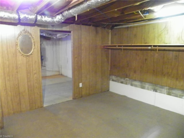 basement with wooden walls