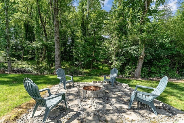 817 Jefferson Rd, Greensboro, NC 27410 - view of patio featuring a fire pit
