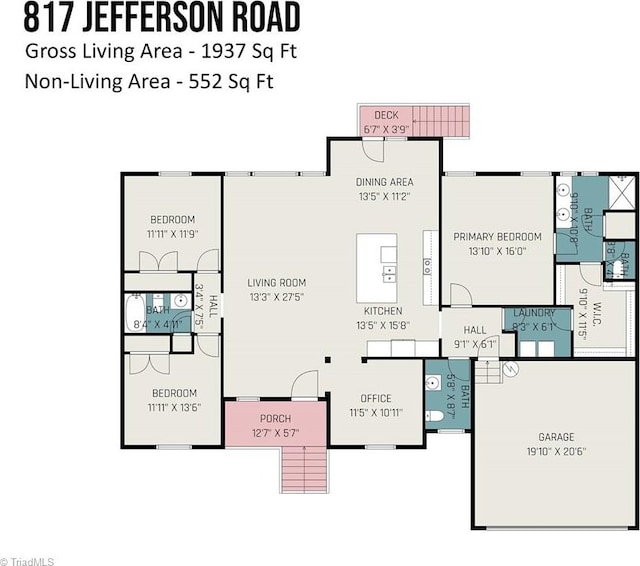 817 Jefferson Rd, Greensboro, NC 27410 - floor plan / room layout