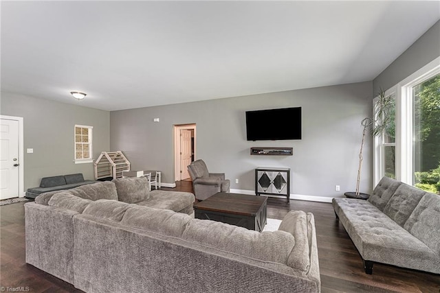 817 Jefferson Rd, Greensboro, NC 27410 - living room with dark wood-style flooring and baseboards