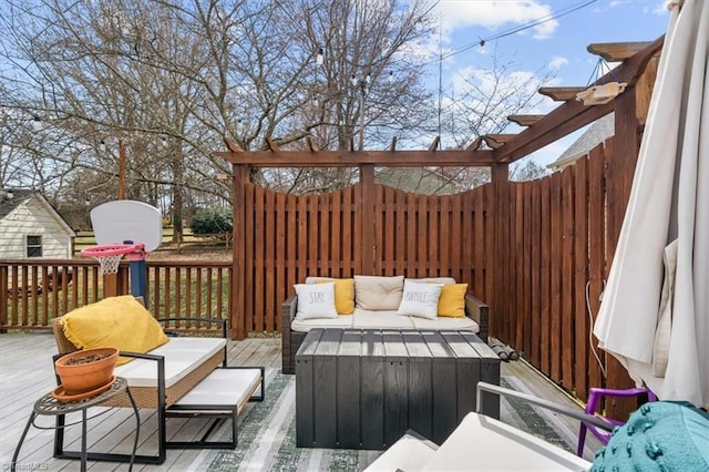 deck with an outdoor hangout area