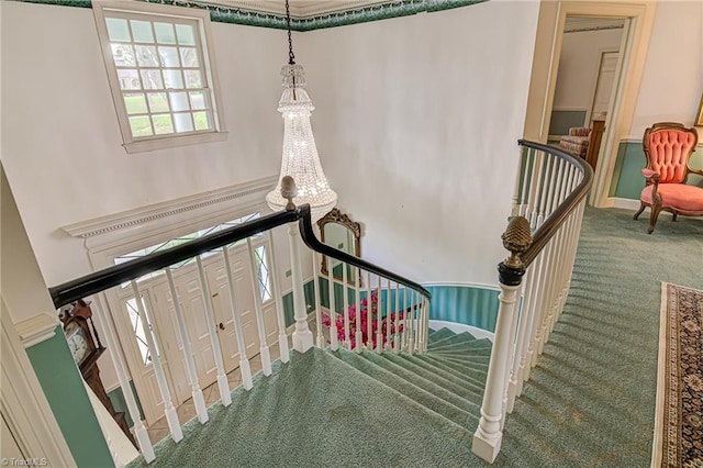 stairs with carpet floors