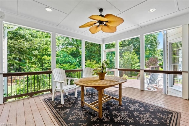 1905 Regents Park Ln, Greensboro, NC 27455 - sunroom / solarium featuring a ceiling fan and healthy amount of natural light