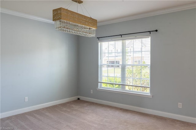 4008 Meadow Valley Dr, High Point, NC 27265 - empty room with a chandelier, ornamental molding, baseboards, and carpet flooring