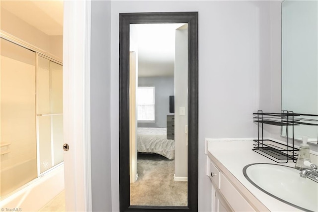 3905 Valley Ct Unit F, Winston-Salem, NC 27106 - ensuite bathroom featuring vanity, bathing tub / shower combination, and baseboards