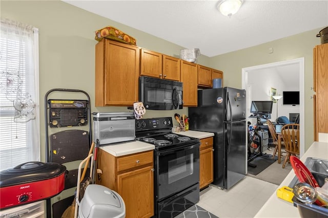 kitchen with black appliances