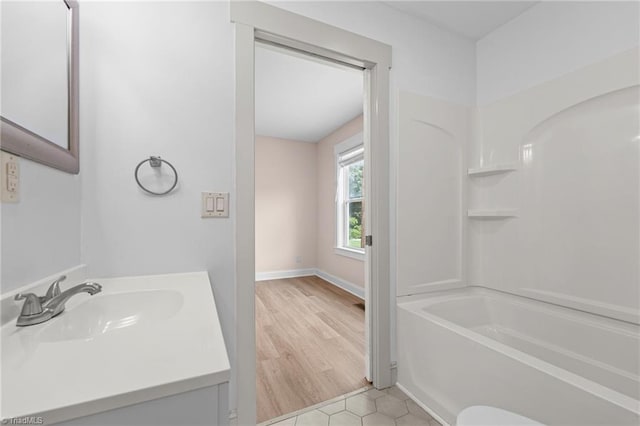 502 Eighth St, Mebane, NC 27302 - full bath featuring vanity, shower / bathtub combination, and tile patterned flooring