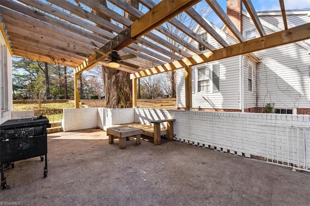 view of patio / terrace featuring a pergola and a grill