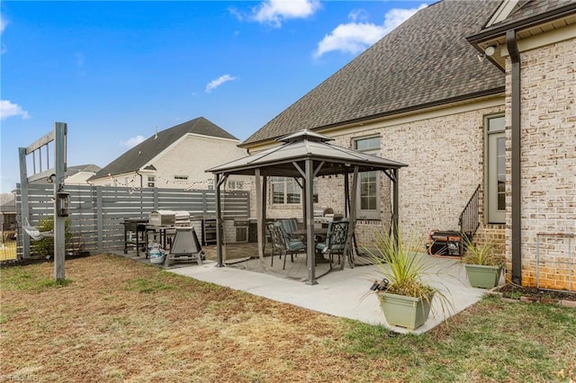 view of patio / terrace with a gazebo and area for grilling