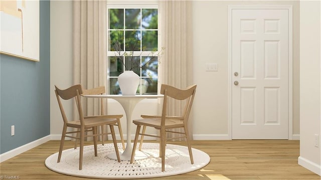 living area with wood finished floors and baseboards