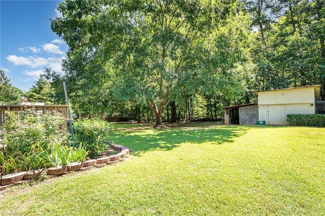 6517 Benson Ln, Pfafftown, NC 27040 - view of grassy yard featuring view of wooded area and an outbuilding