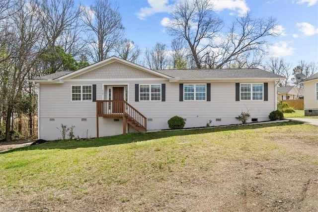 3523 Riverside Dr, Greensboro, NC 27406 - single story home featuring a front lawn, crawl space, and roof with shingles