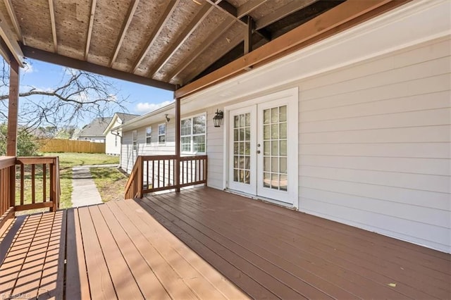 3523 Riverside Dr, Greensboro, NC 27406 - wooden deck featuring french doors and fence