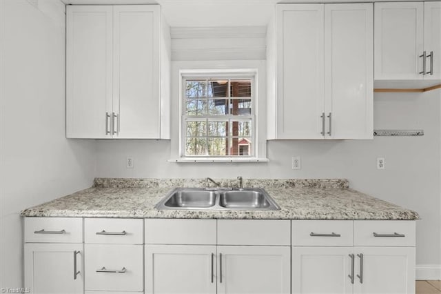 3523 Riverside Dr, Greensboro, NC 27406 - kitchen featuring white cabinetry and a sink